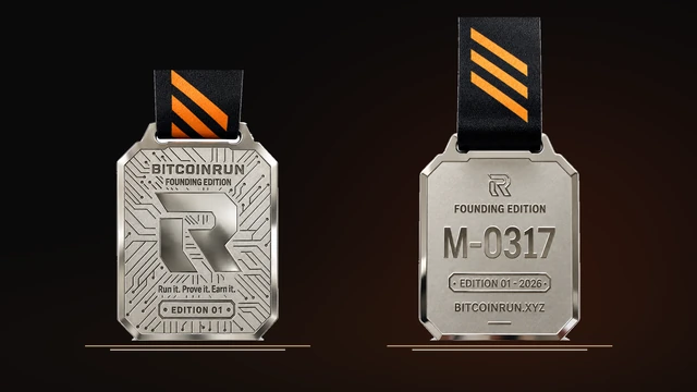 BitcoinRun medal front and numbered reverse