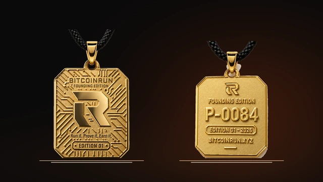 BitcoinRun pendant front and numbered reverse