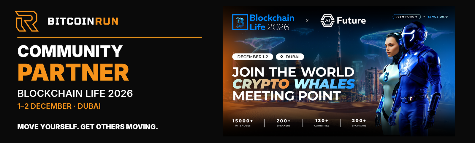 BitcoinRun is a Community Partner of Blockchain Life 2026, 1–2 December in Dubai.