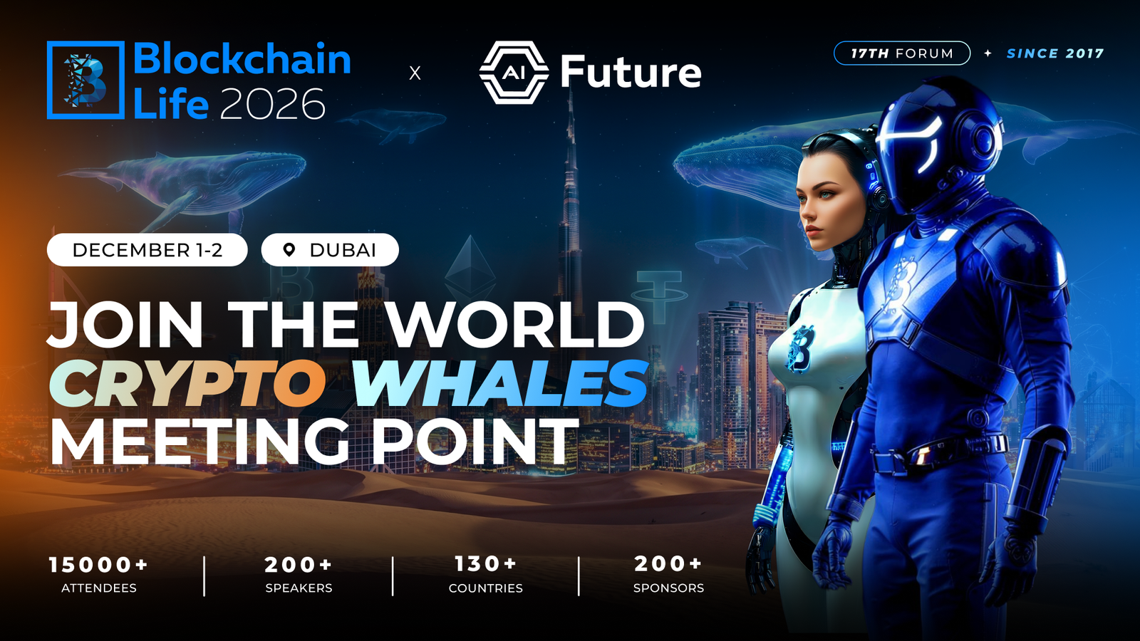 Official Blockchain Life 2026 and AI Future Forum event graphic